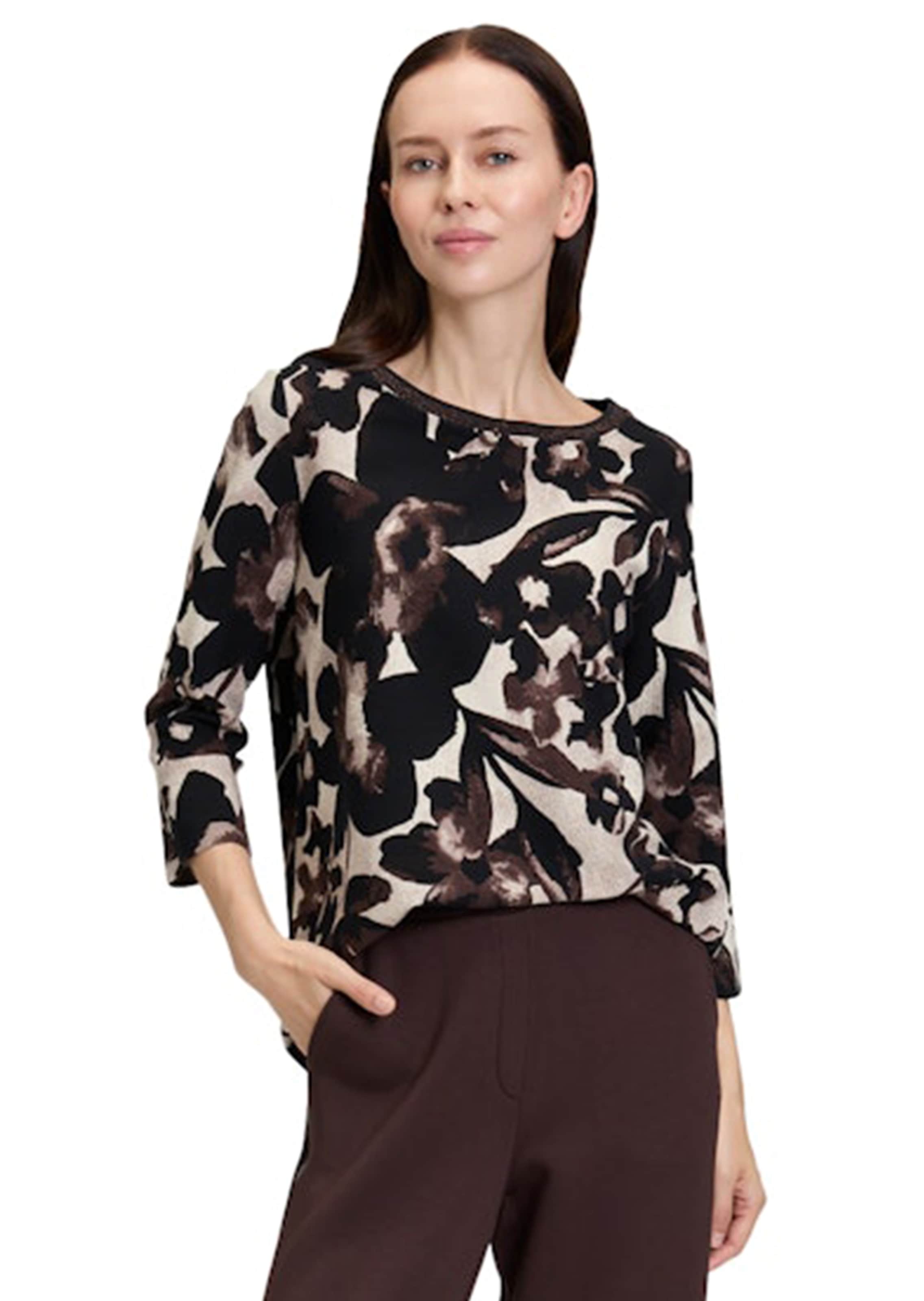 Blumenshirt aus dichter Strukturware