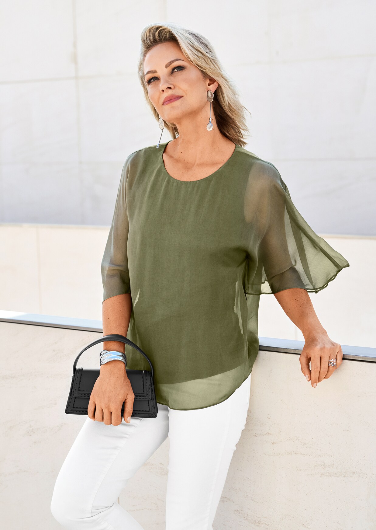 Schlupfbluse im Layer-Look
