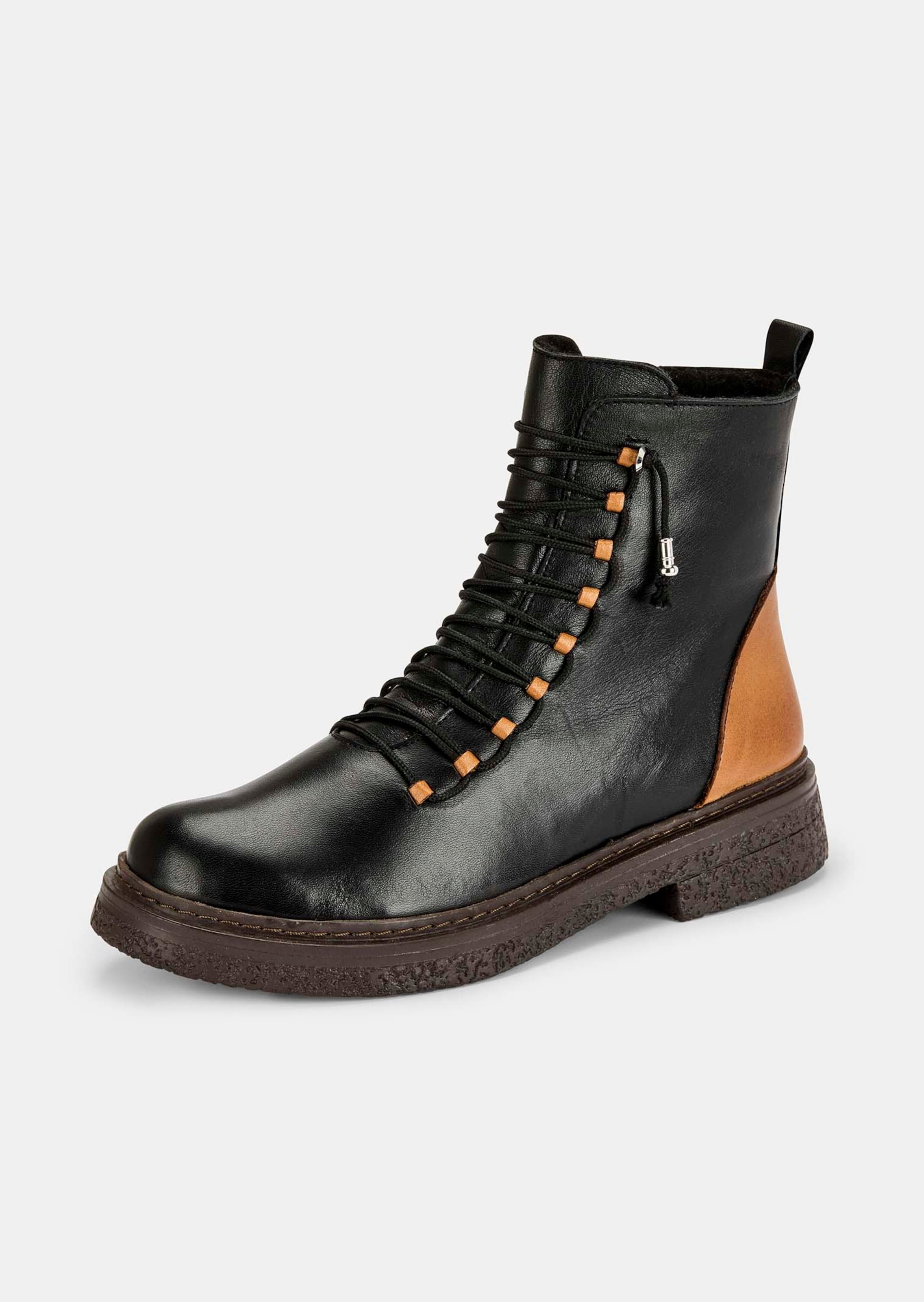 Stiefeletten aus Leder mit Zierschnürung