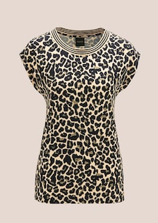 Leopard print top with striped neckline thumbnail 7