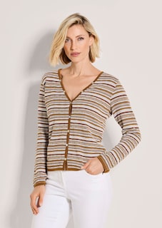 Narrow cardigan with multicoloured stripe pattern thumbnail 2