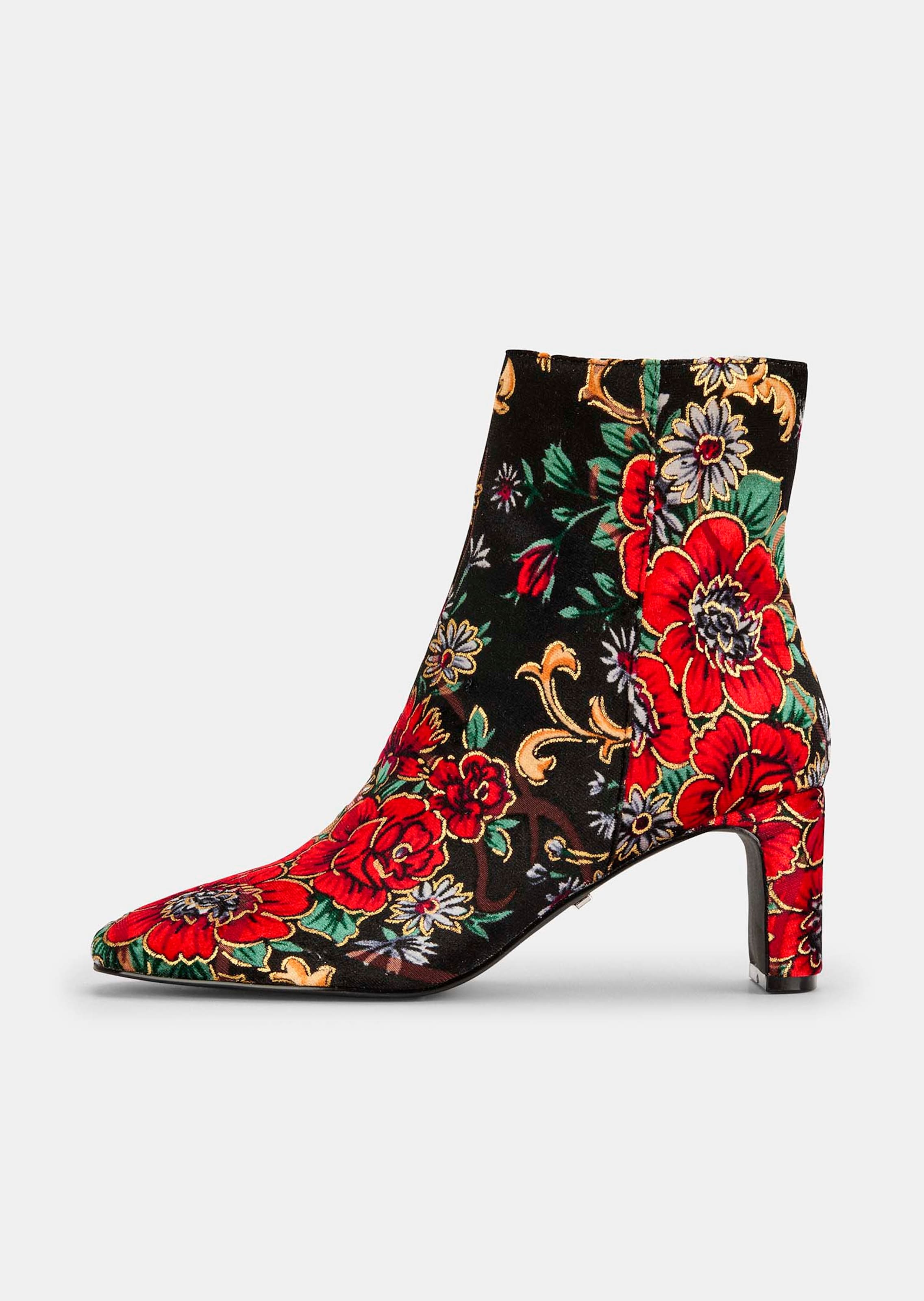 Stiefeletten aus Samt mit Blumenmuster