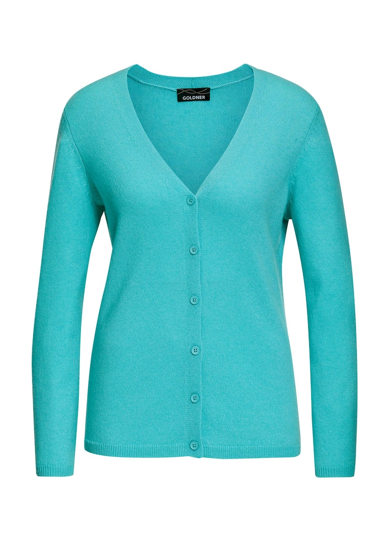 Weiche Kaschmirstrickjacke mit V-Ausschnitt