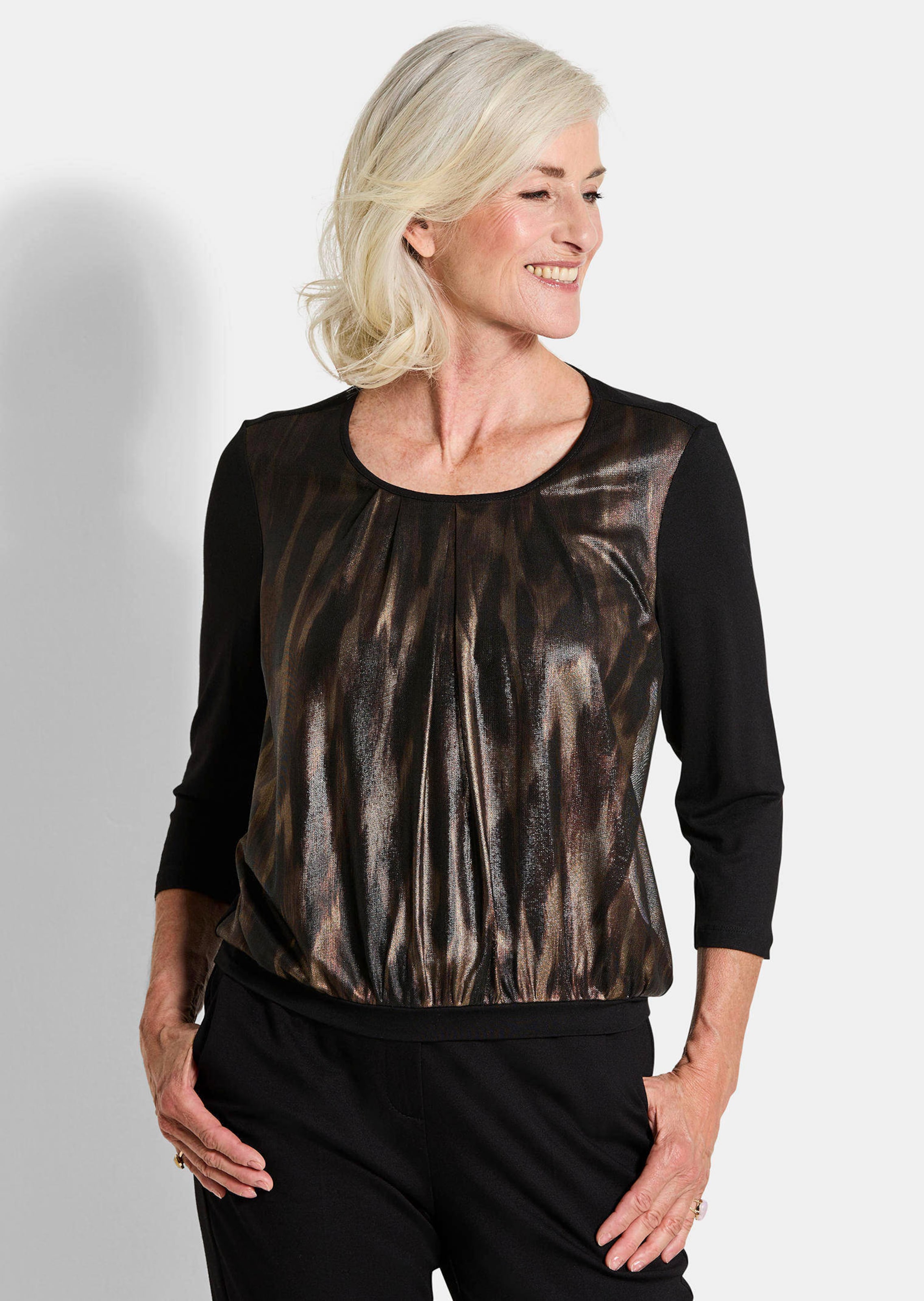 Comfortabel elastisch blouseshirt met glanzende print