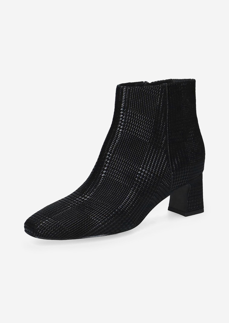 Stiefeletten aus geprägtem Leder mit Blockabsatz