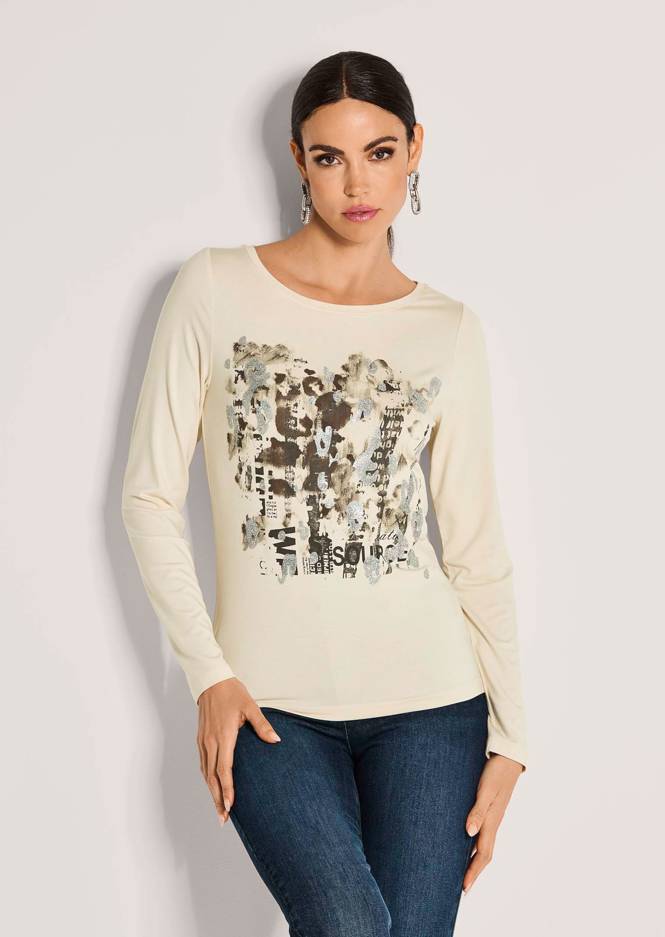 Langarm-Shirt mit glanzvollem Druck