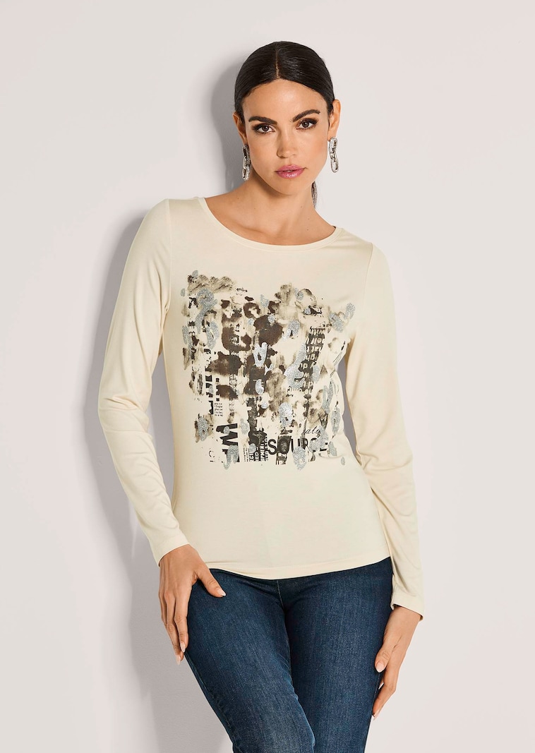 Langarm-Shirt mit glanzvollem Druck