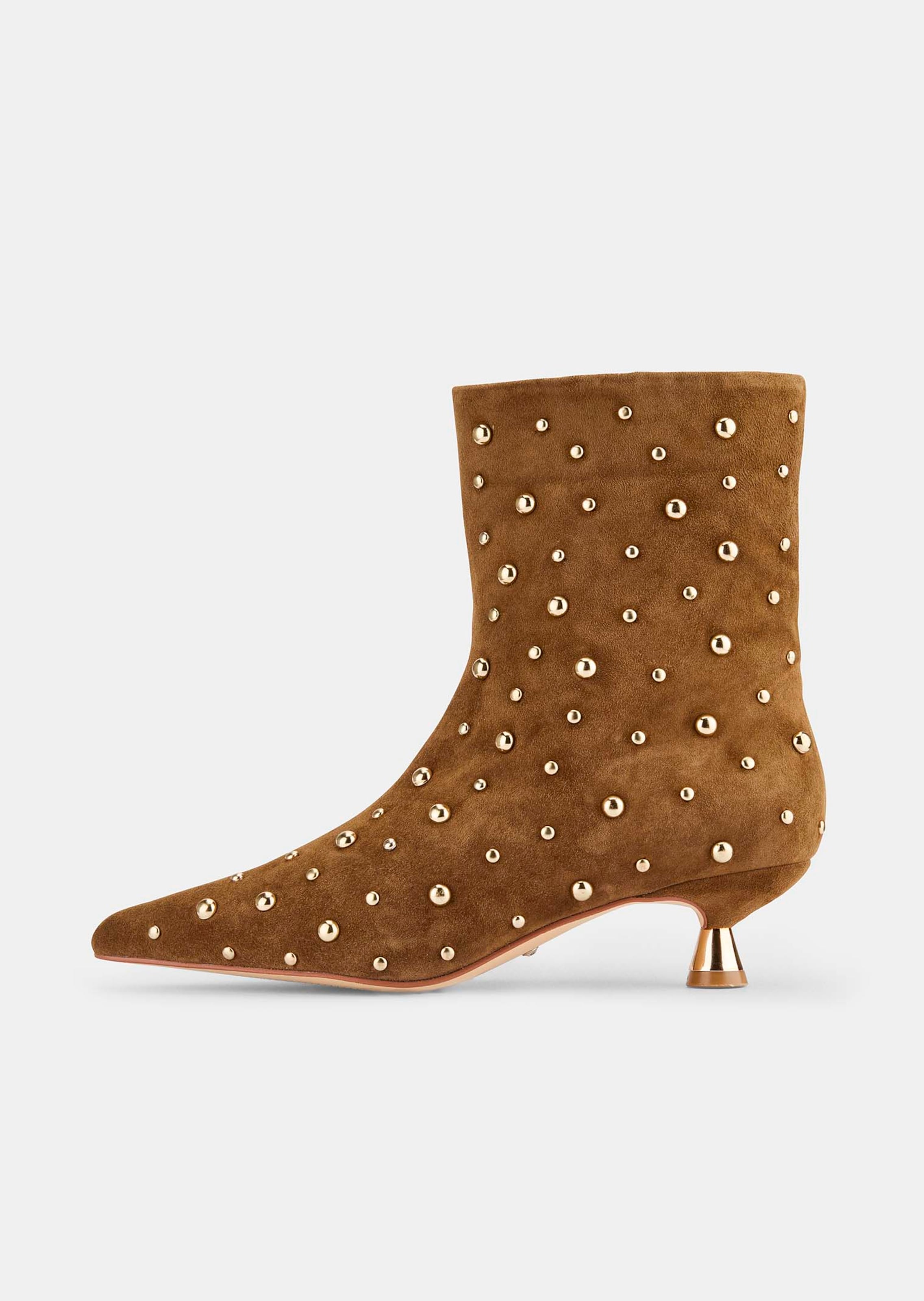 Spitze Stiefeletten aus Leder mit Nieten