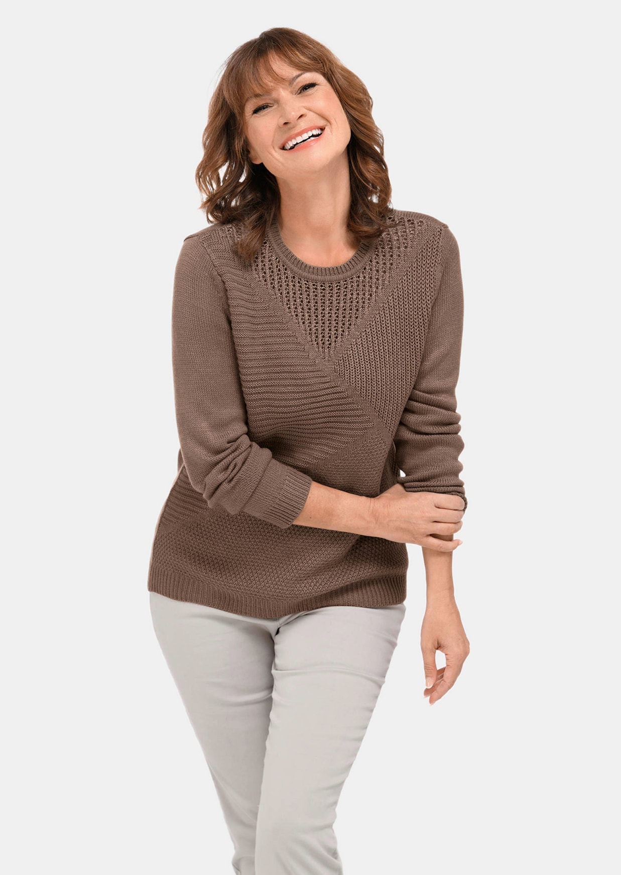 Onderhoudsarme pullover met hoogwaardige ribstructuur