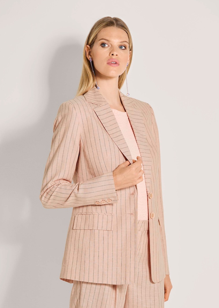 Longblazer mit Nadelstreifen und Leinen