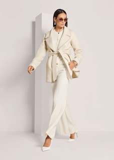 Double-faced coat with tie belt and hand-stitched edge thumbnail 5