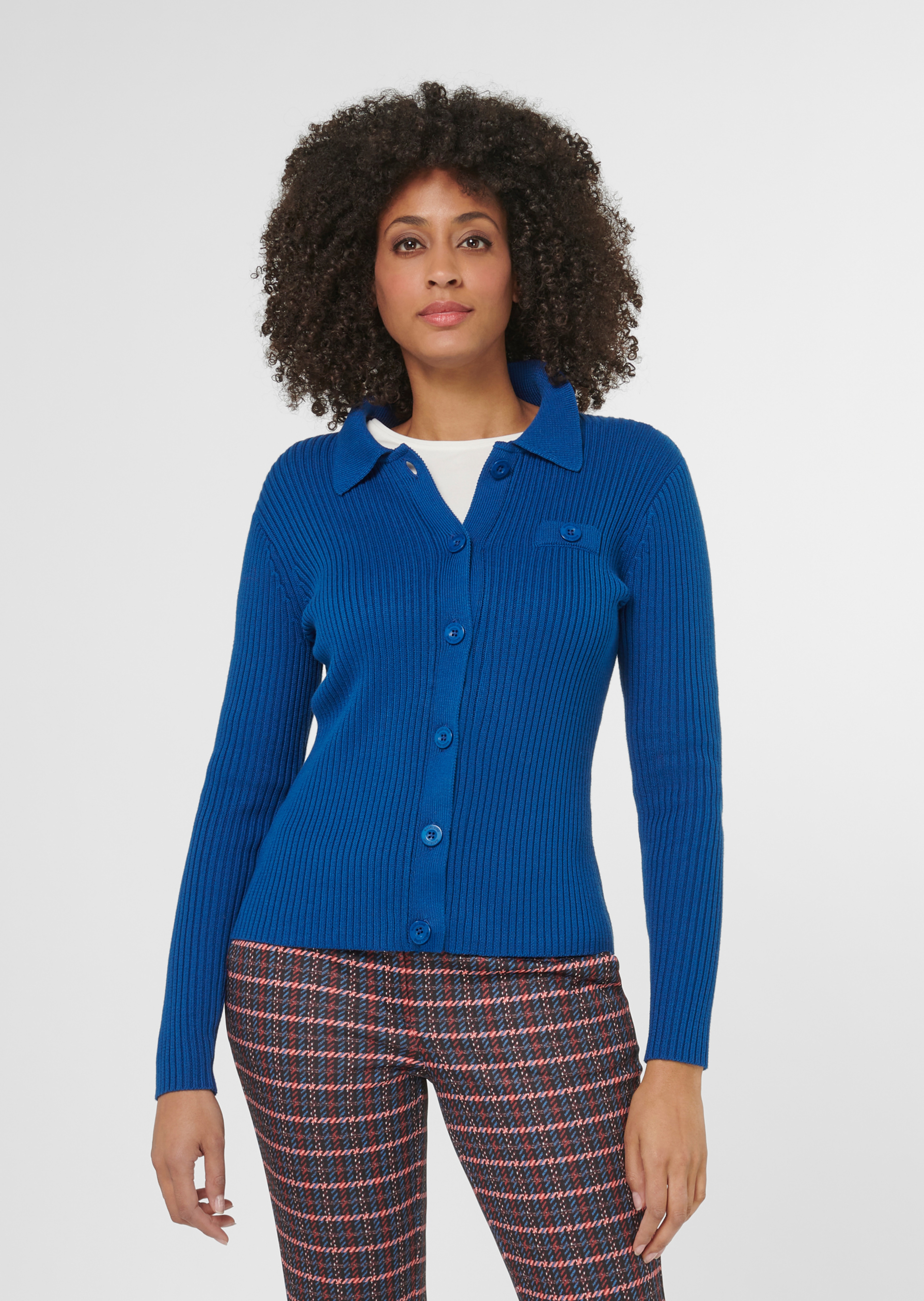 Long-sleeved rib-knit cardigan