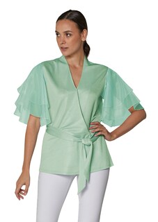 Bluse im Metallic-Look mit transparenten Ärmeln thumbnail 2