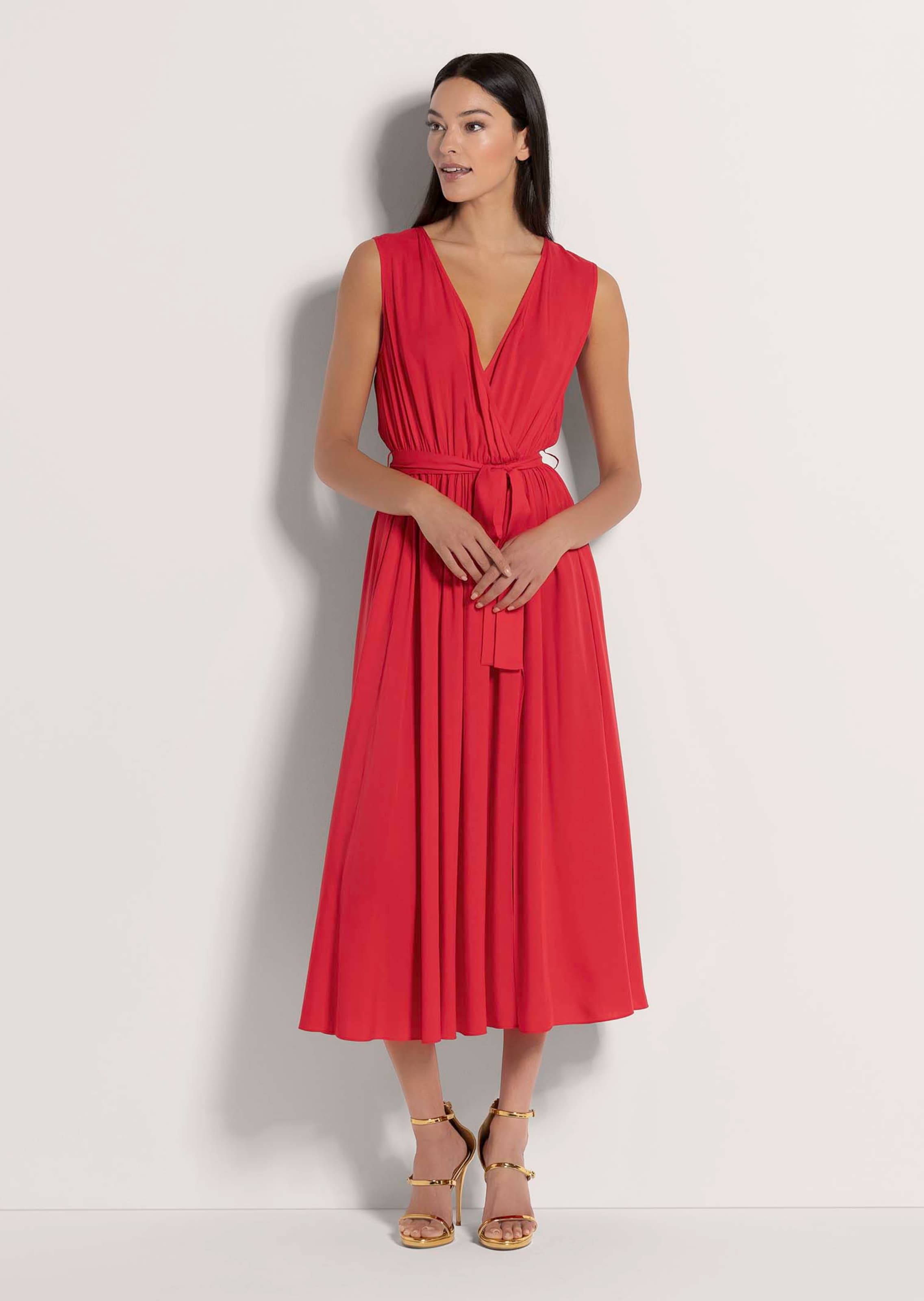 Langes Kleid in Wickel-Optik