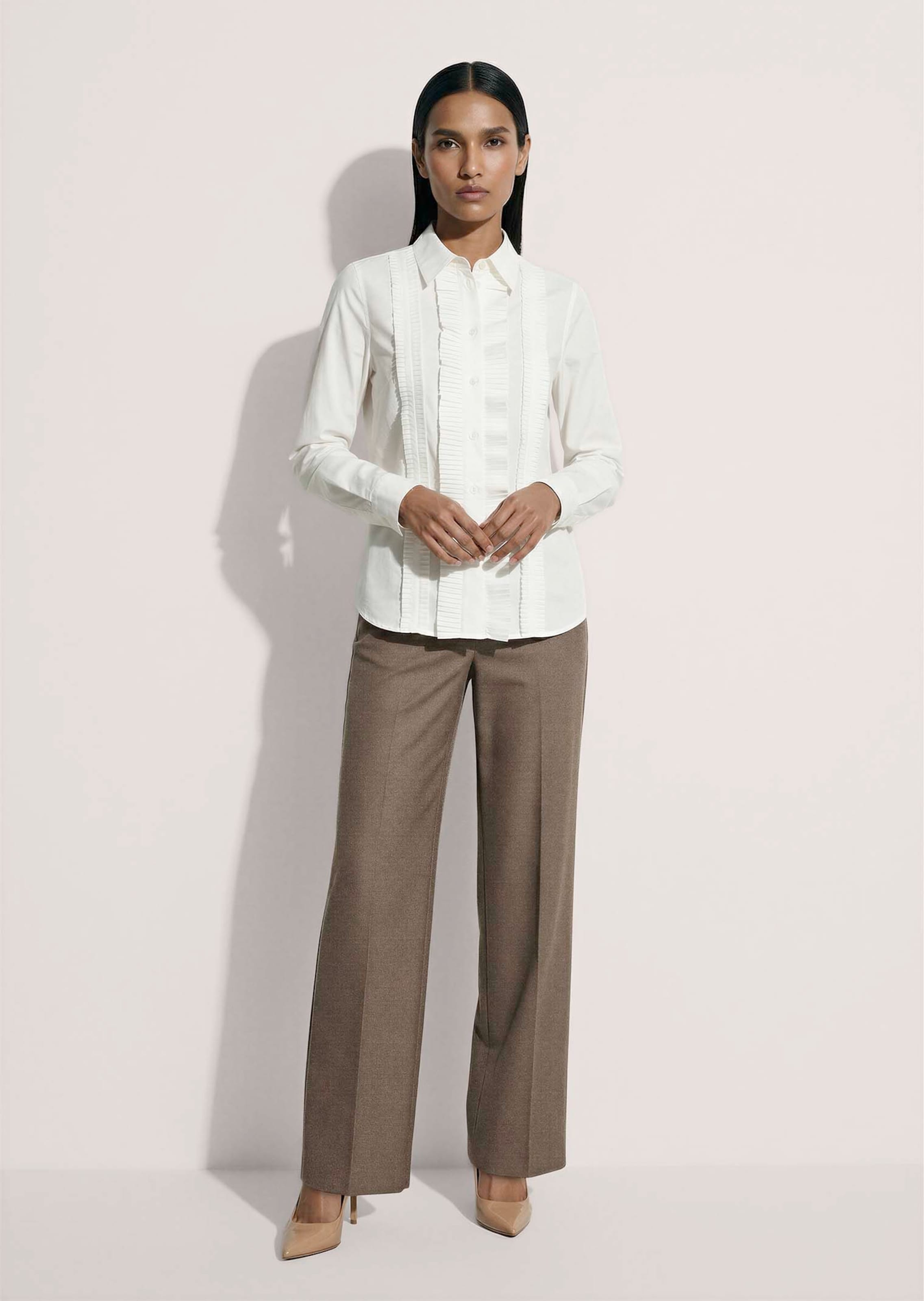 Blouse featuring piping and pleated bands thumbnail 3