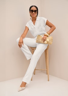 Pantalon en lin avec passant tunnel thumbnail 1