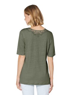 Short-sleeve linen top with lace thumbnail 4
