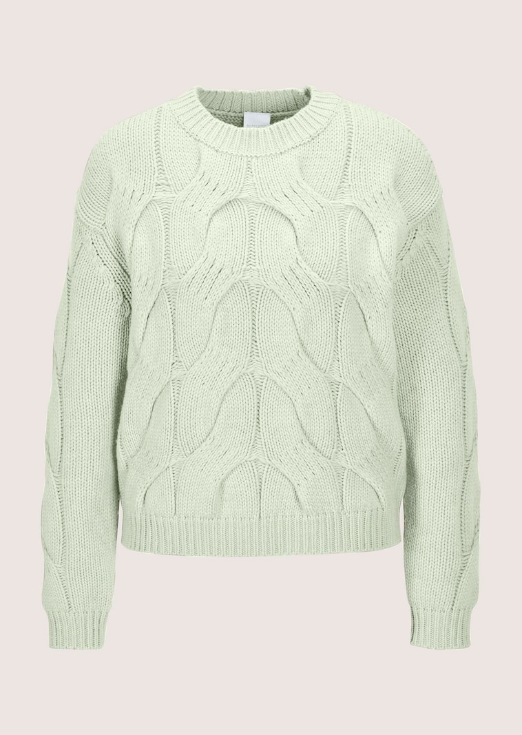 Grobstrick-Pullover mit Zopfmuster