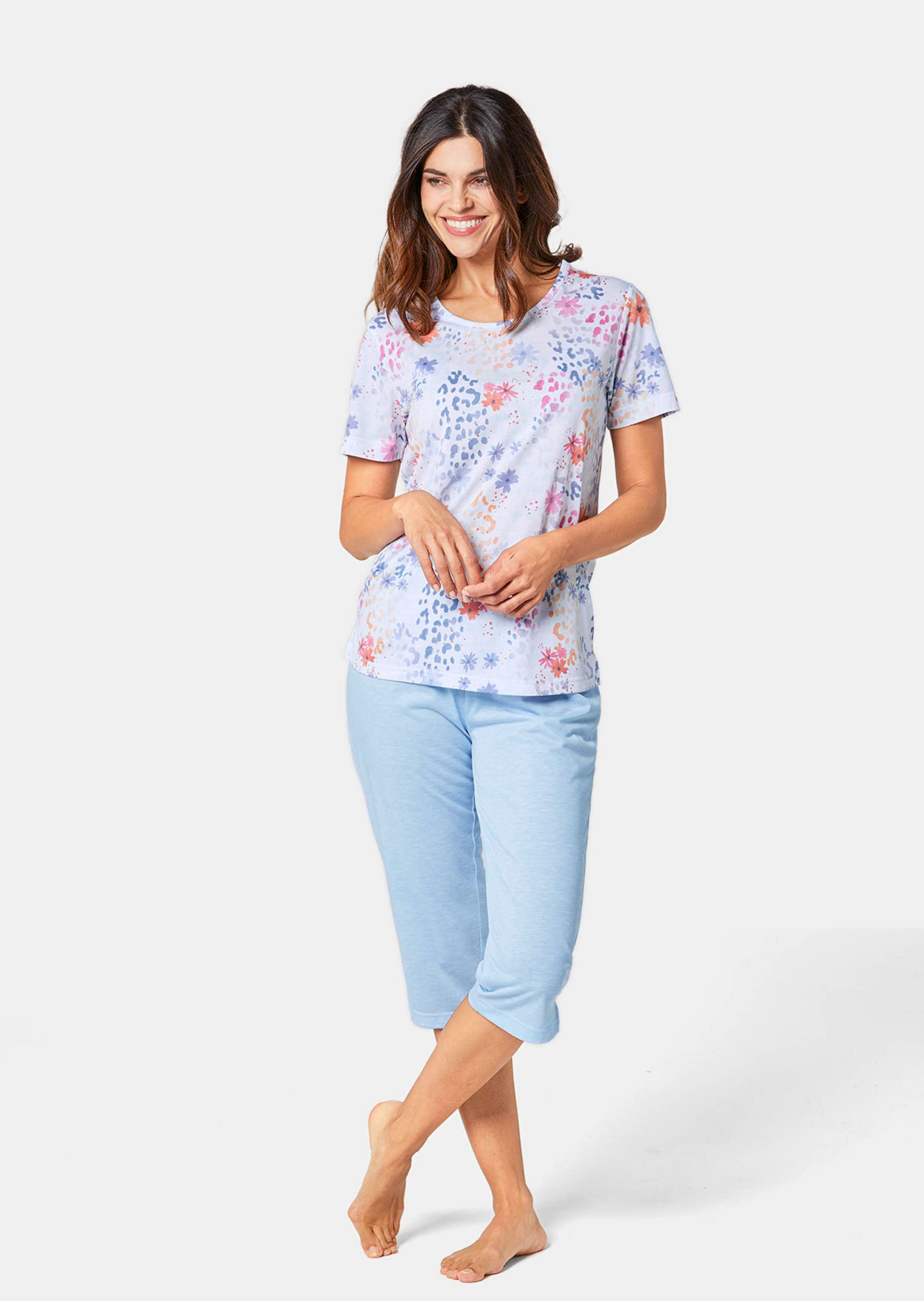 Pyjama met halflange mouwen en 3/4-broek