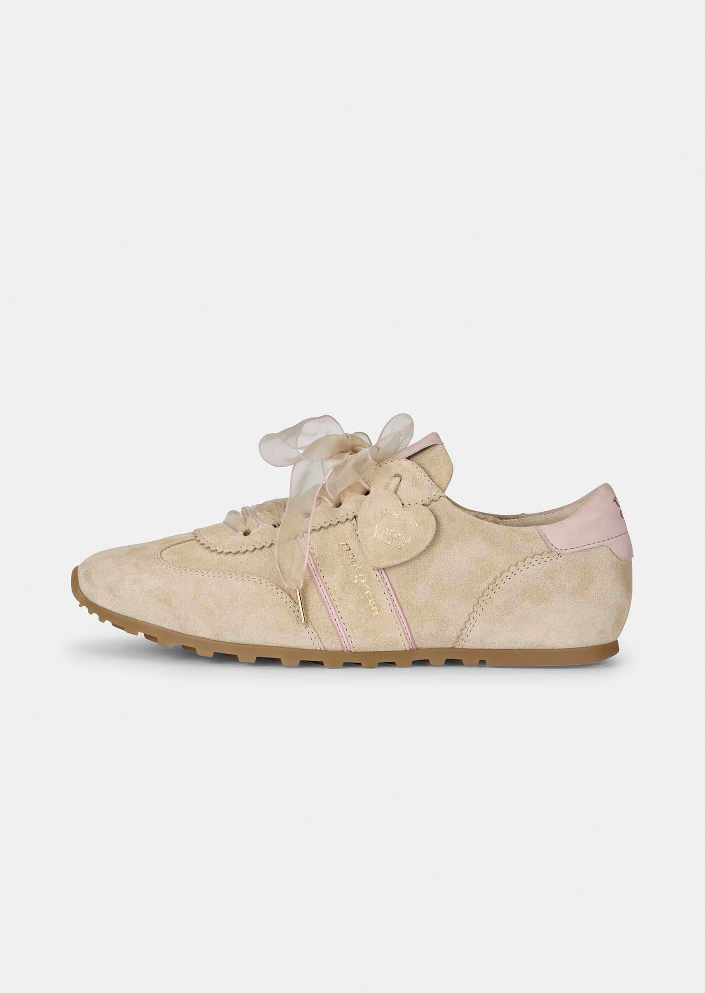 Sneaker aus Veloursleder mit breiten Schnürsenkeln