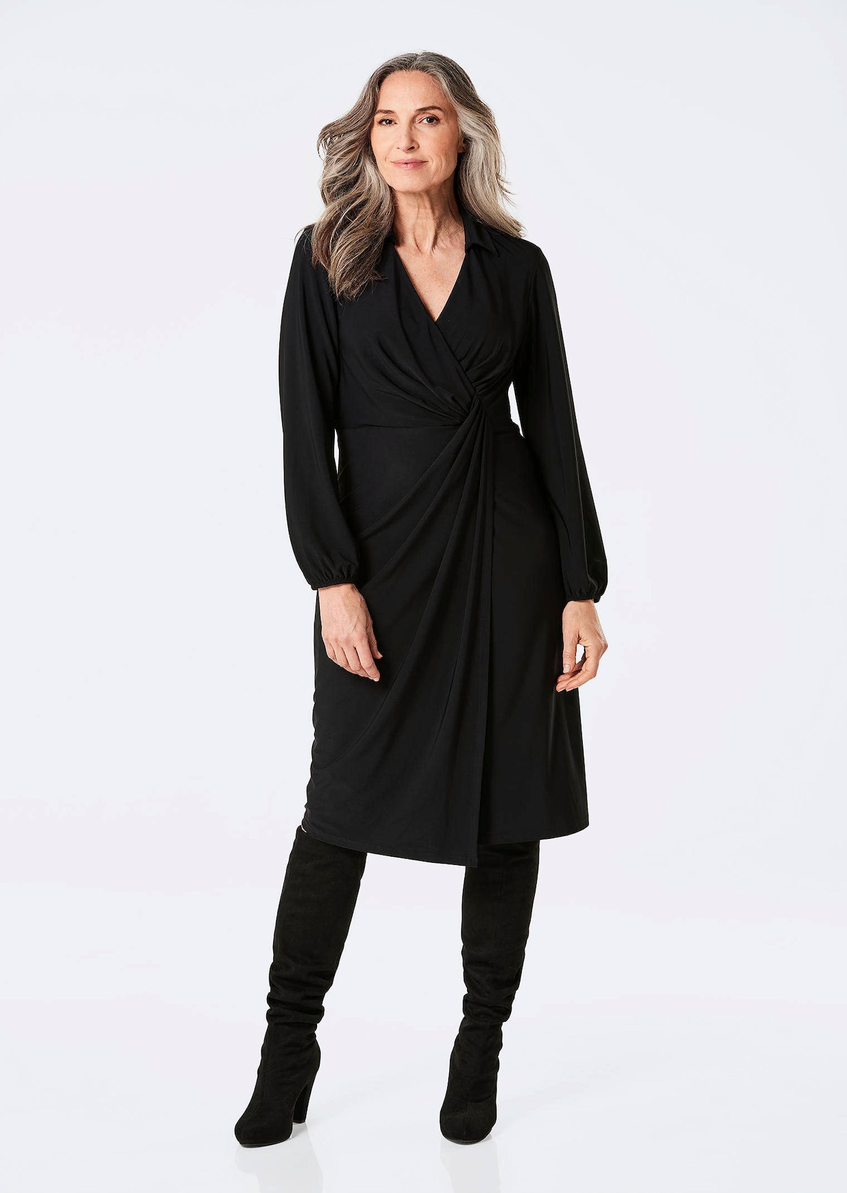 Robe cache-cœur avec col chemise
