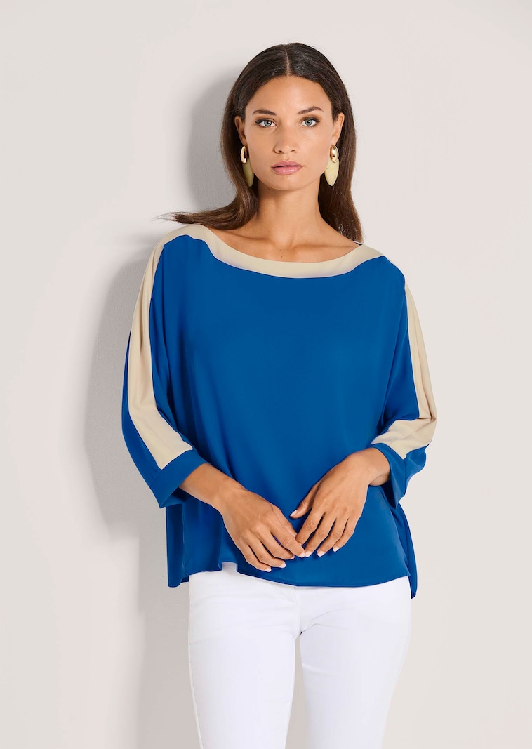 Bluse mit Colourblocking und 3/4-Ärmeln