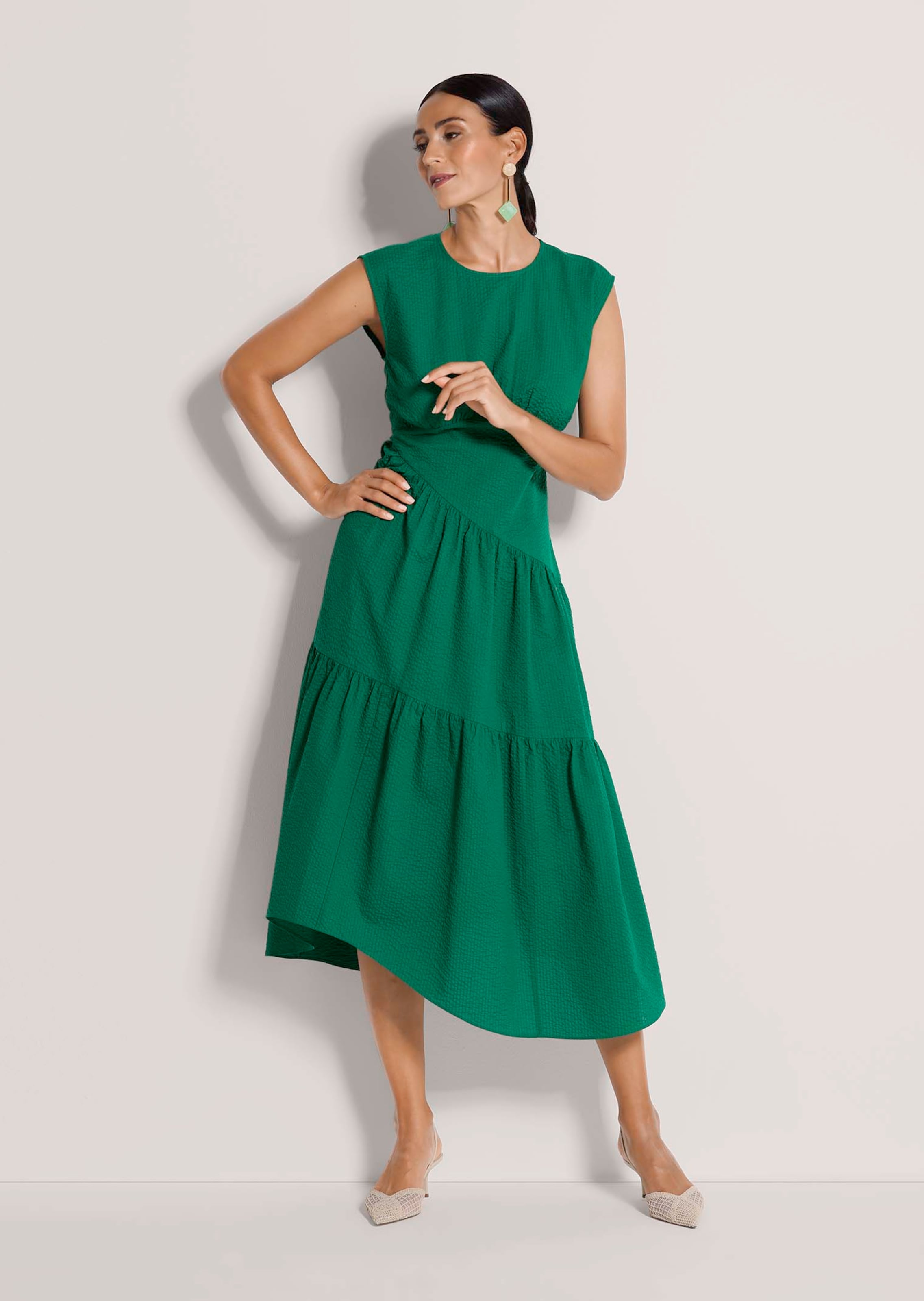 Cotton dress with tiered skirt