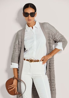 Lange Strickjacke mit Ajour-Muster thumbnail 5