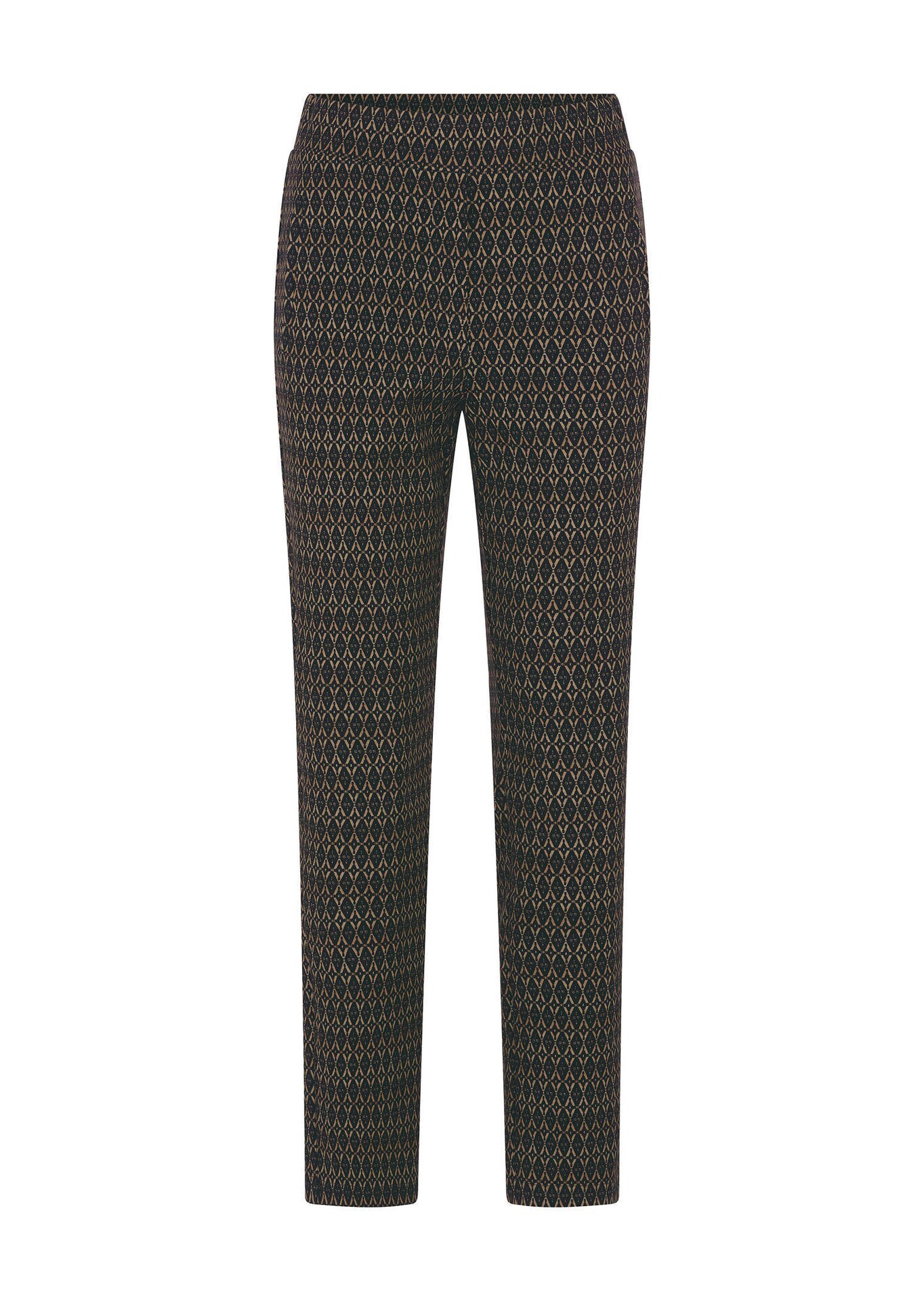 Broek CARLA met een elastische tailleband en een minimalistische grafische print
