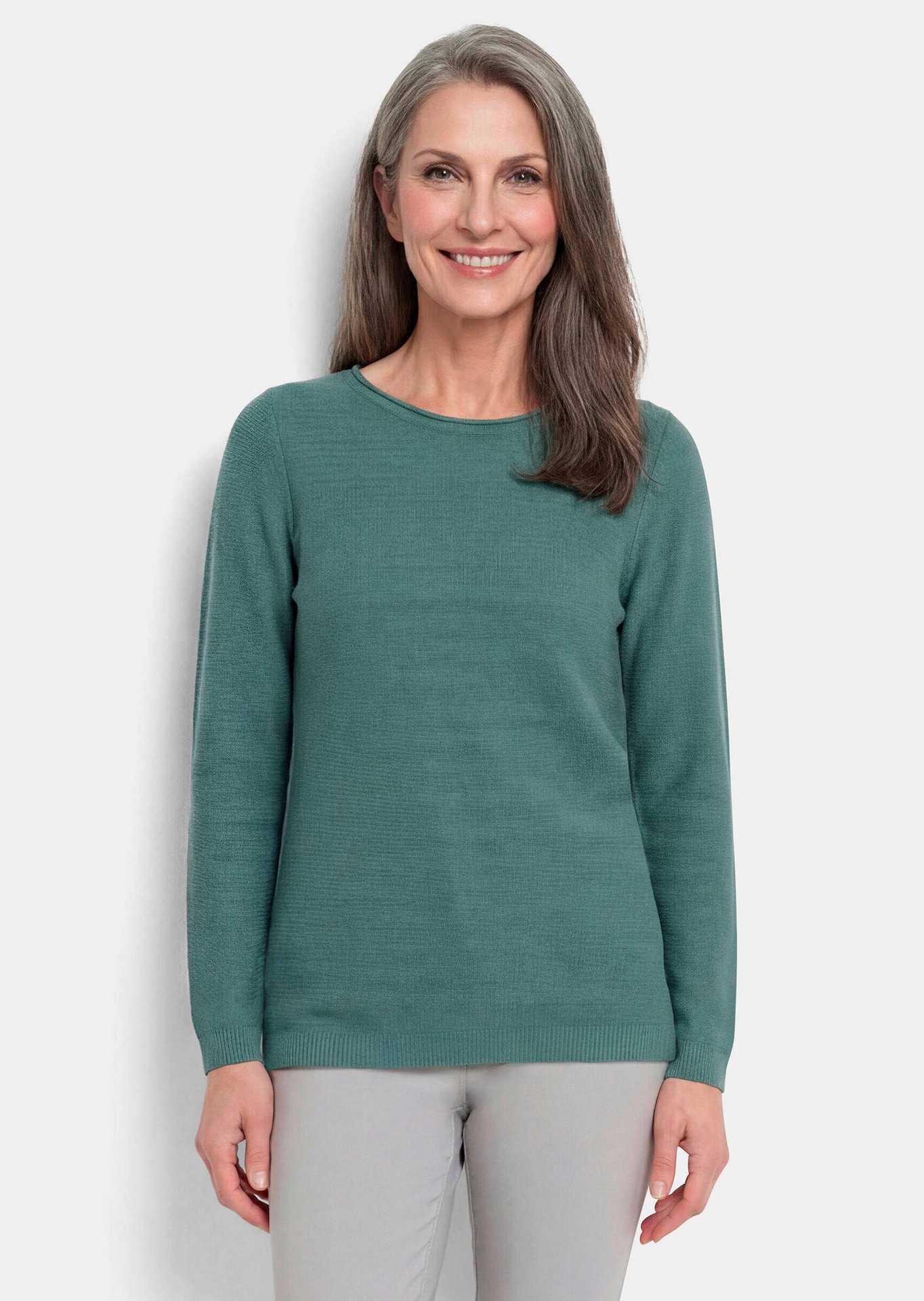 Feiner Strickpullover mit U-Boot-Ausschnitt