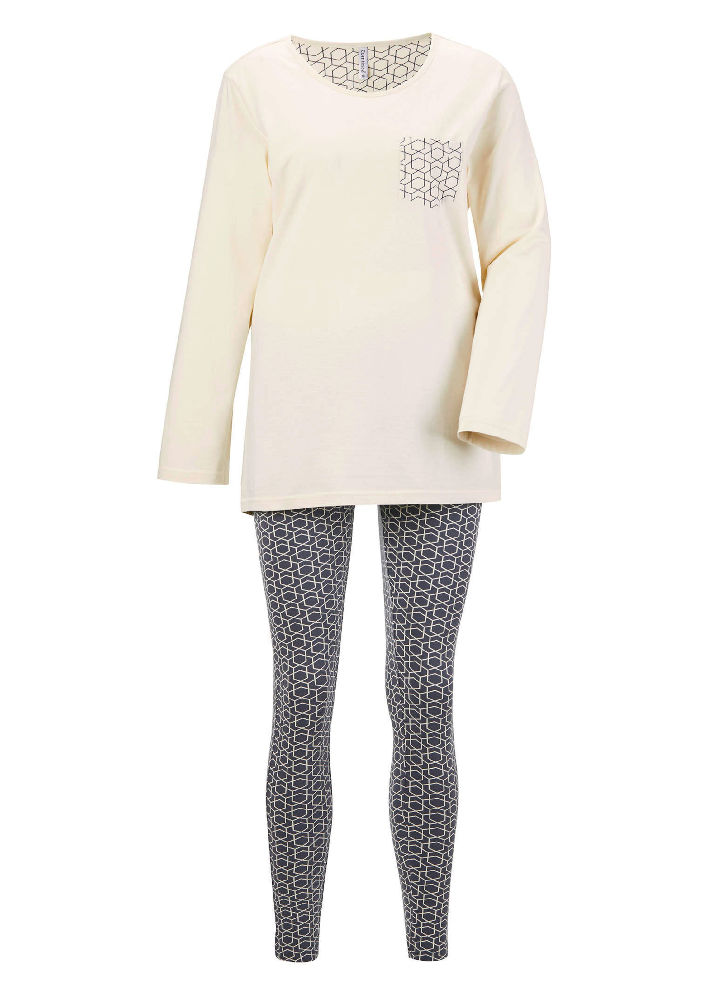Baumwoll-Pyjama mit schmaler Hose