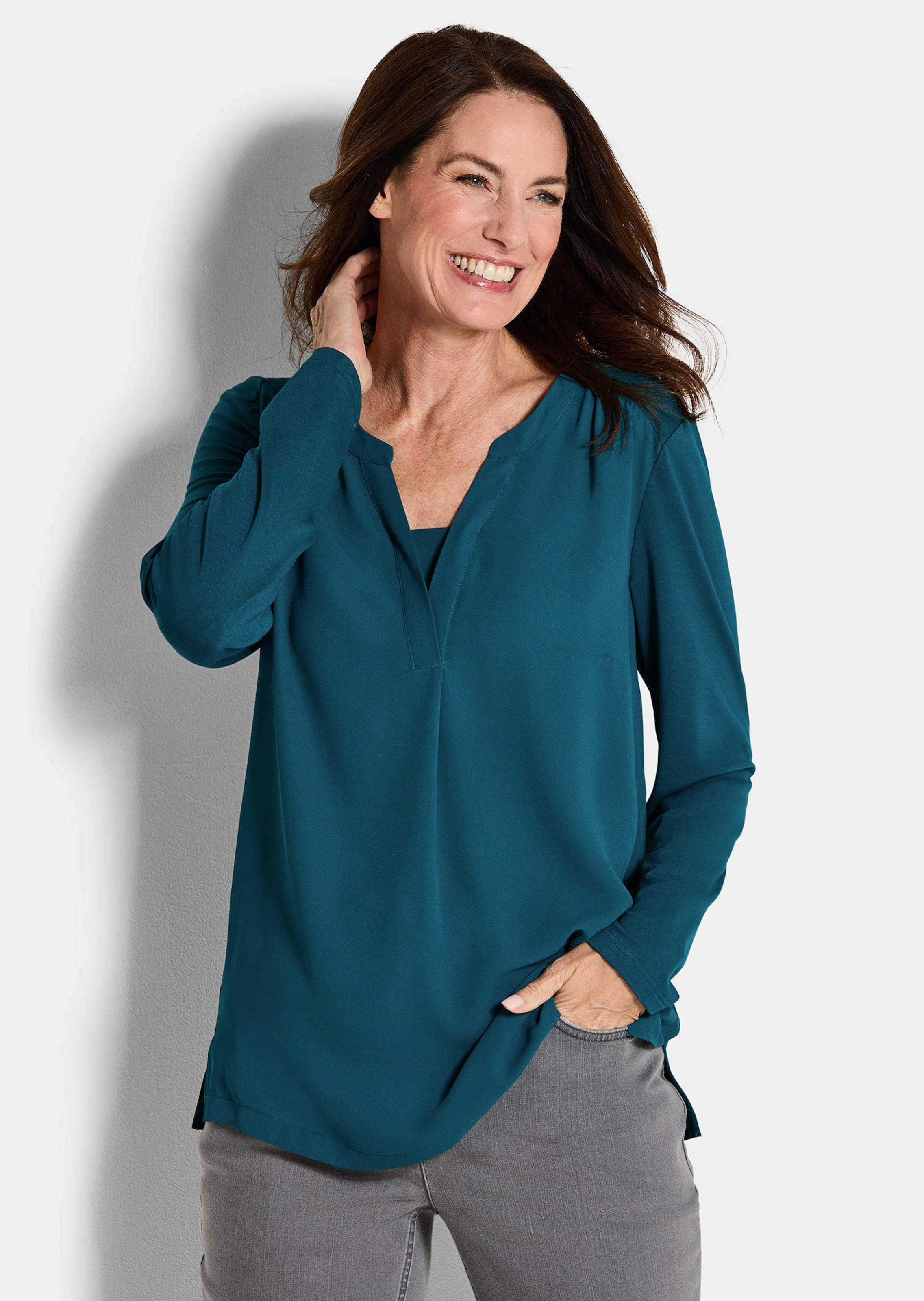 Blouseshirt met chiffon inzet