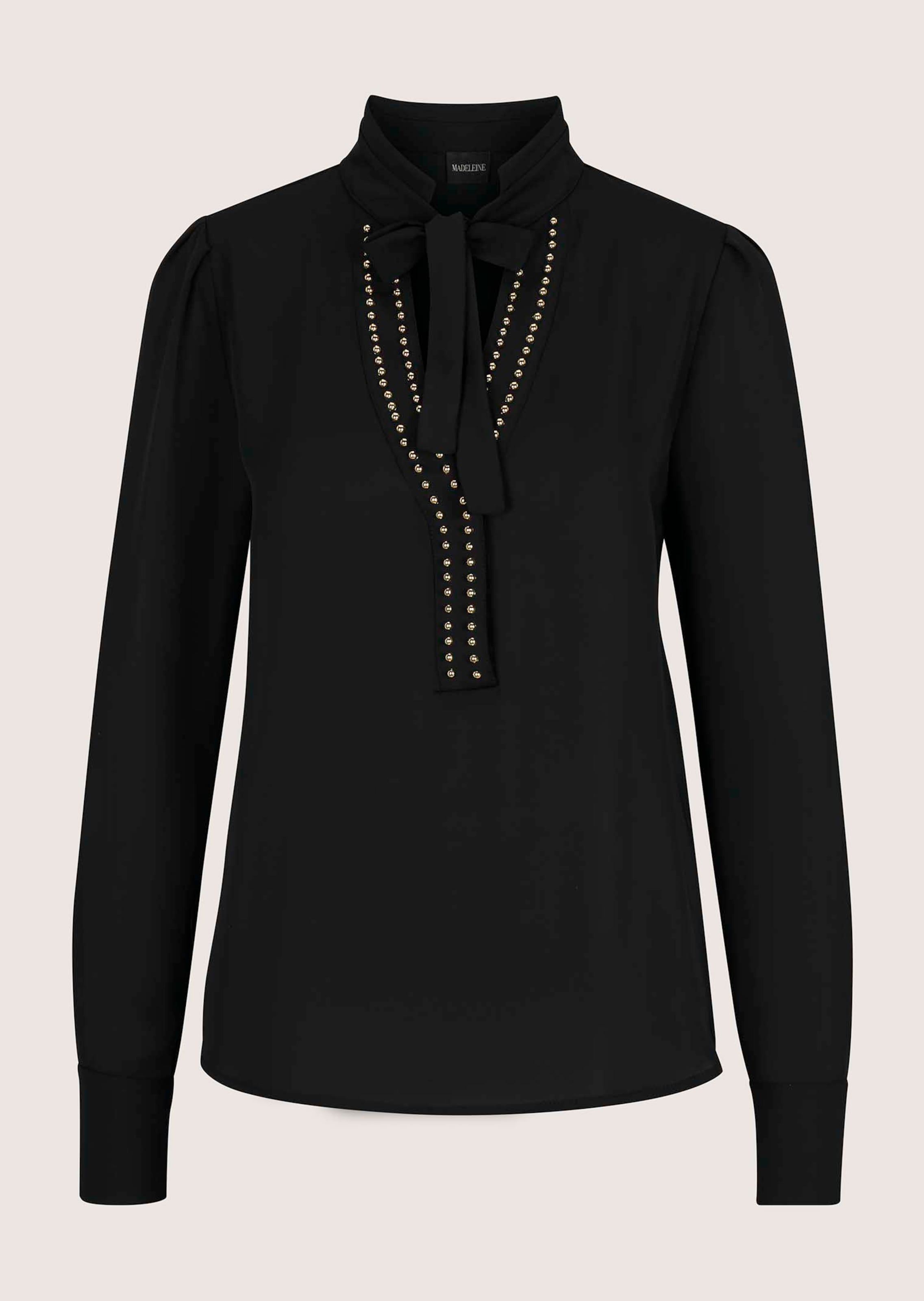 Bluse mit Nietenbesatz und Bindeband