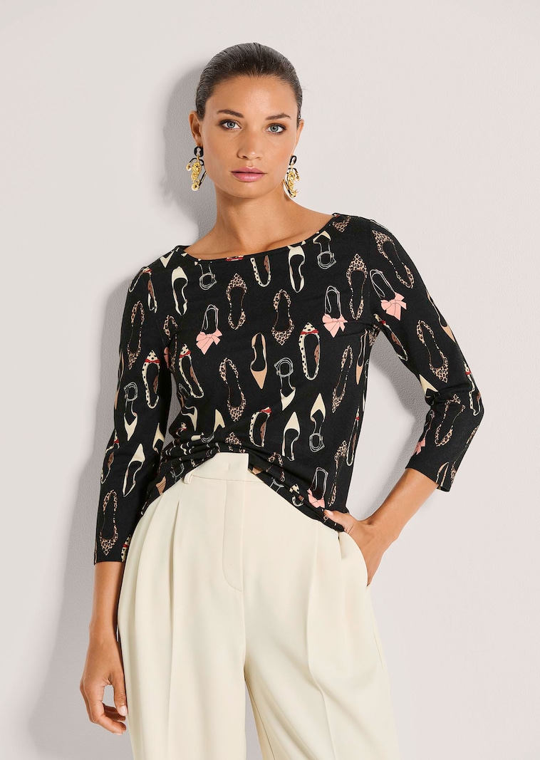 Stretchshirt mit Schuhprint