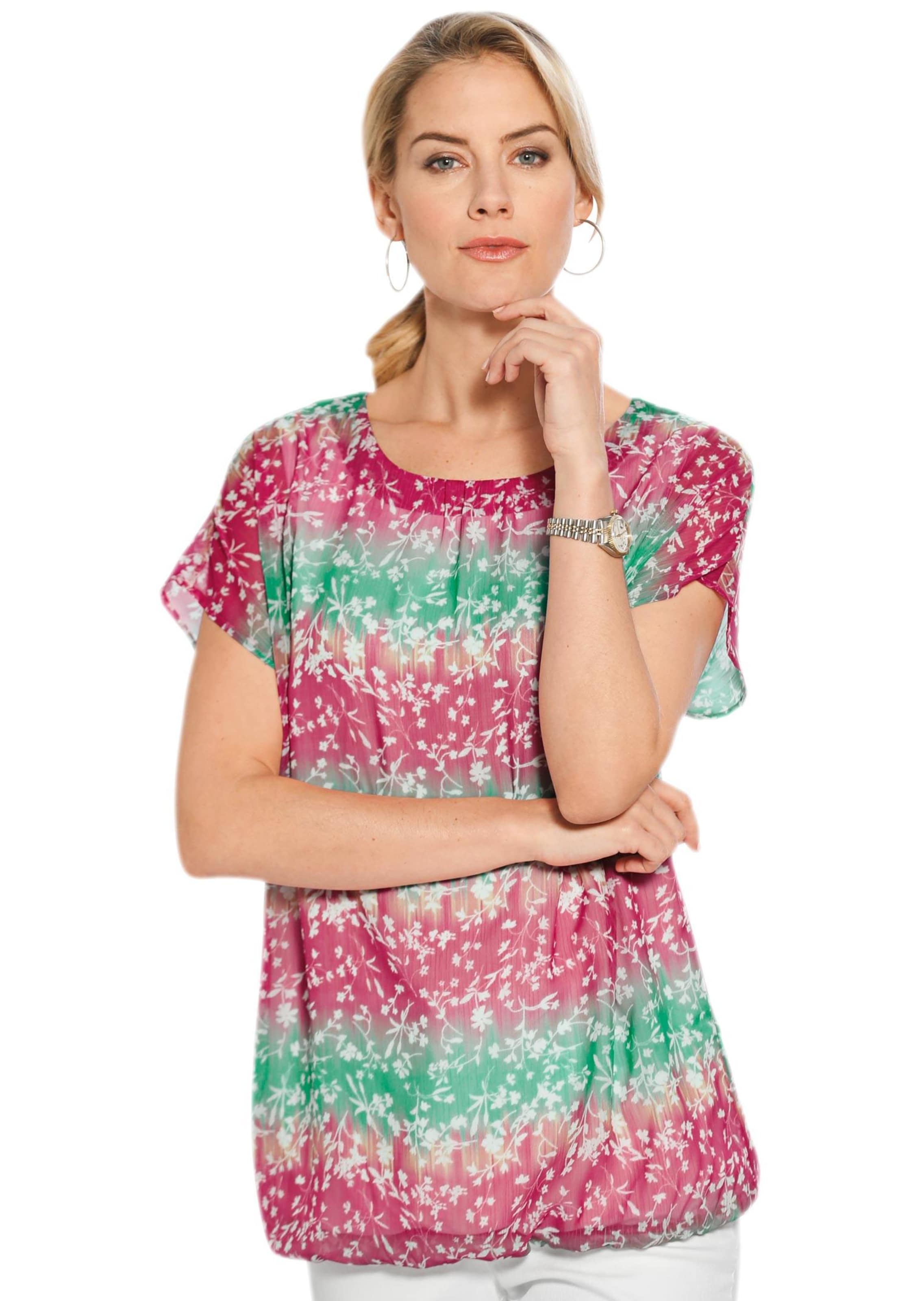 Blusenshirt mit fein bedrucktem Chiffon