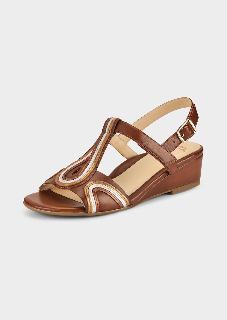 Sandalen aus Leder mit Keilabsatz