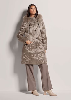 Lange Kapuzen-Jacke mit Webpelz thumbnail 3