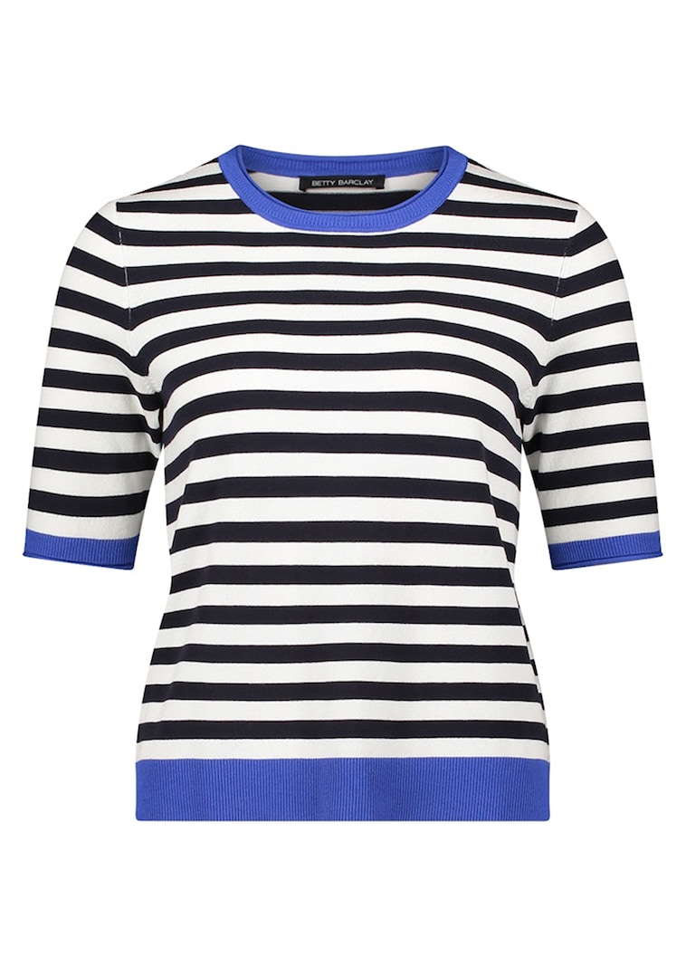 Gestreepte tricot pullover met korte mouwen
