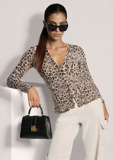 Tricot jasje met luipaardprint en V-hals thumbnail 5