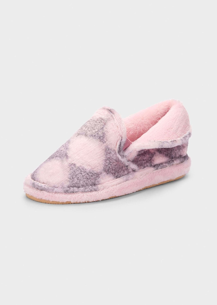 Pluchen pantoffels met ruitmotief
