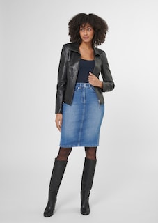 Schlanker Jeansrock mit Stickerei thumbnail 3