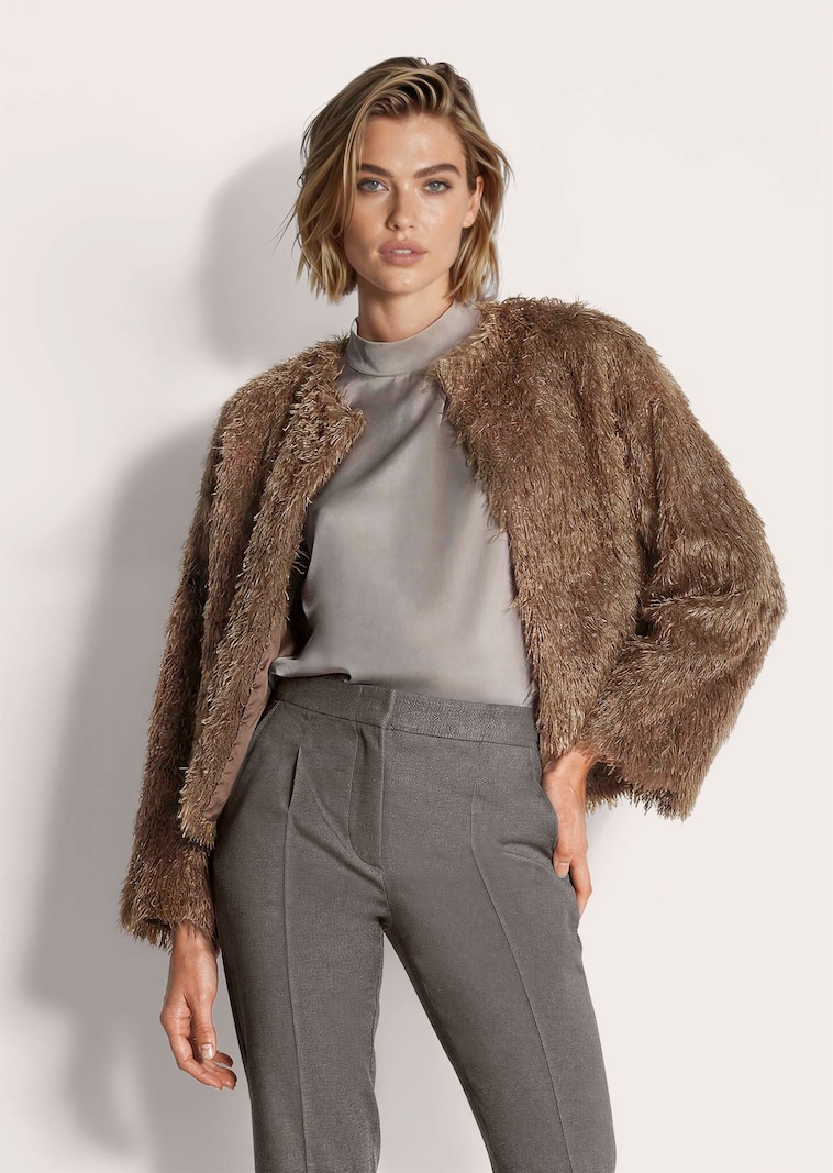 Glamorous shirt jacket with a feather look