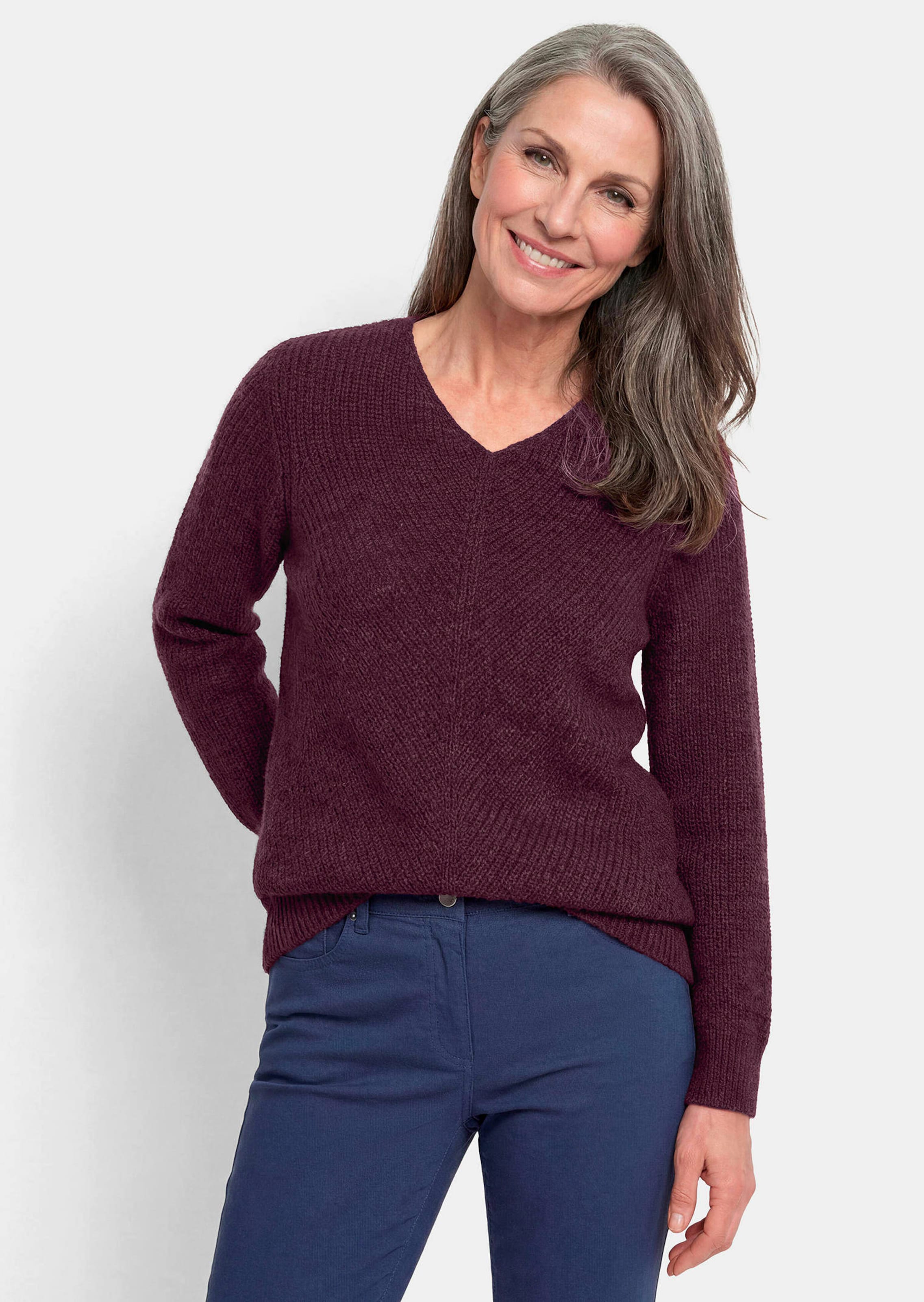 Strickpullover mit nahtlosem V-Ausschnitt