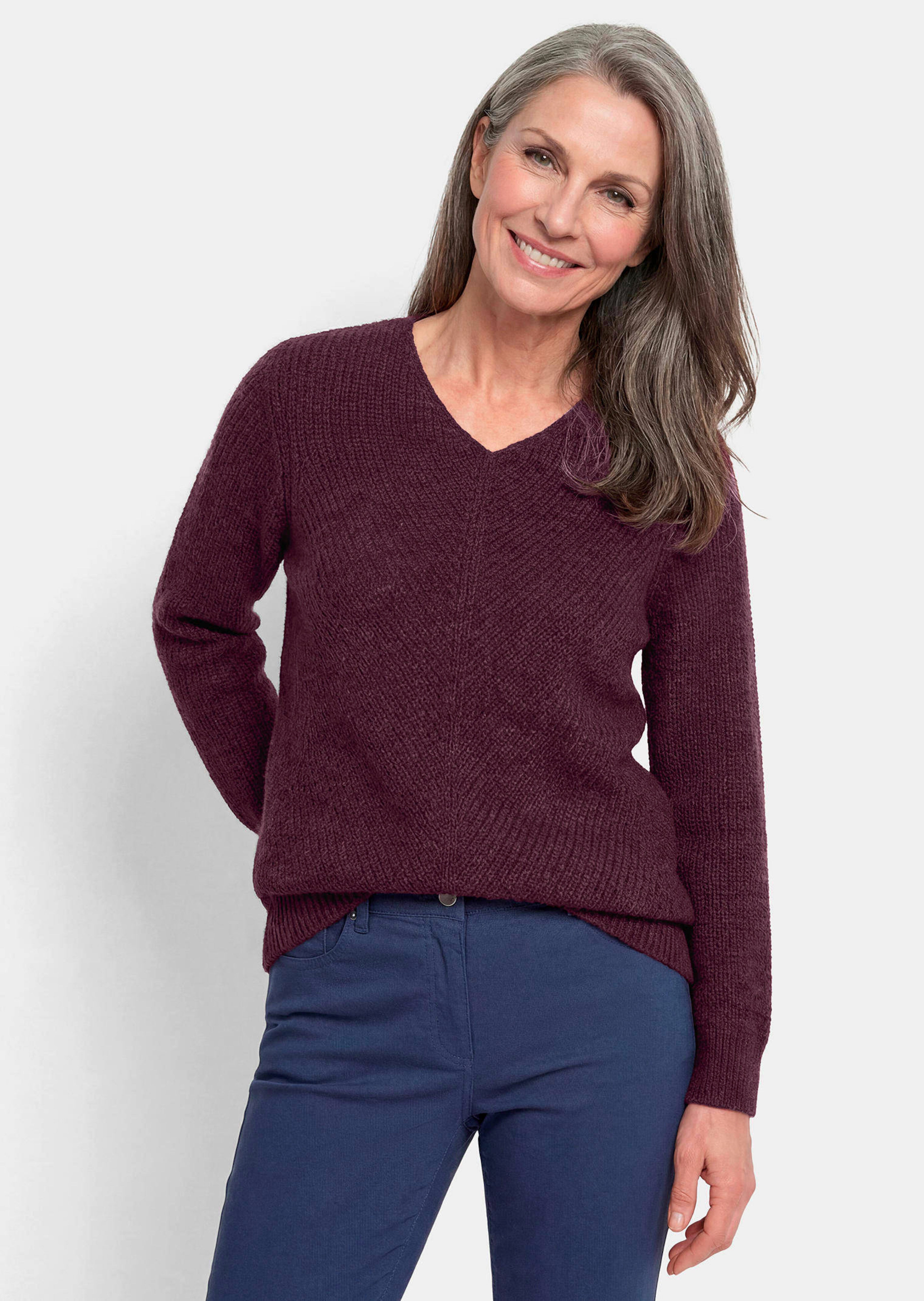 Strickpullover mit nahtlosem V-Ausschnitt