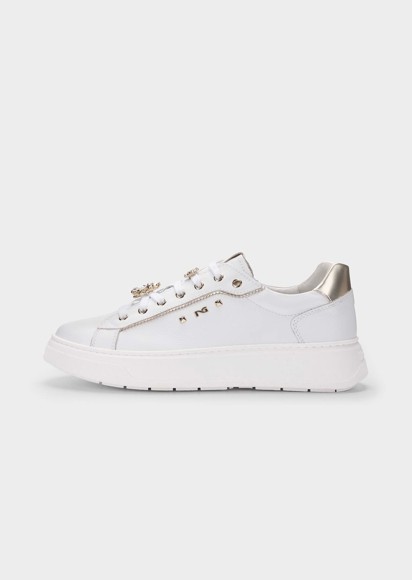 Leder-Sneaker mit Glanz-Details