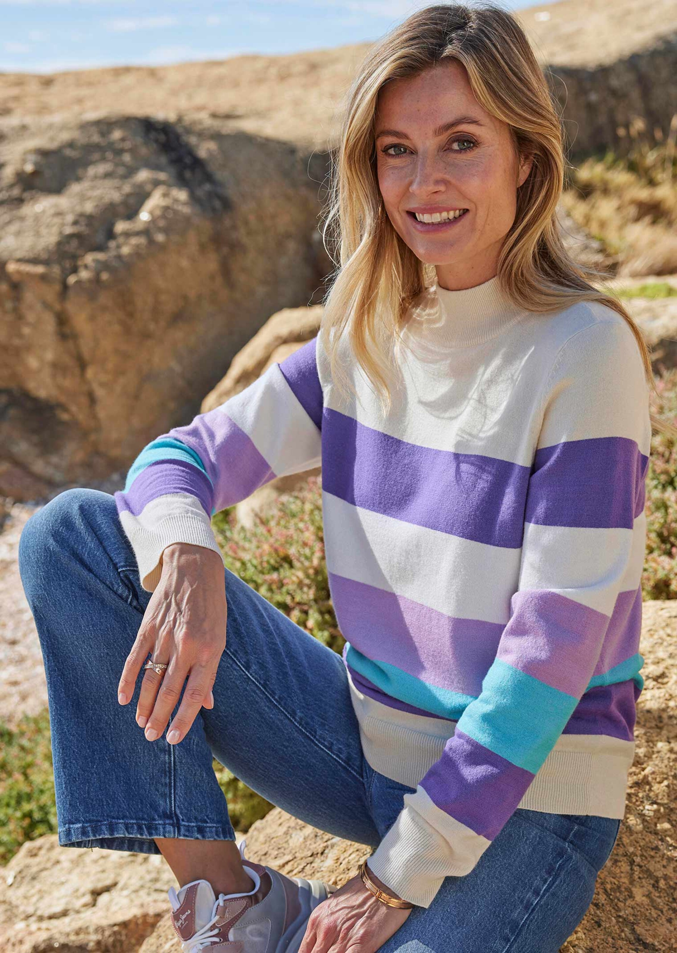 Tricot pullover met blokstrepen thumbnail 7