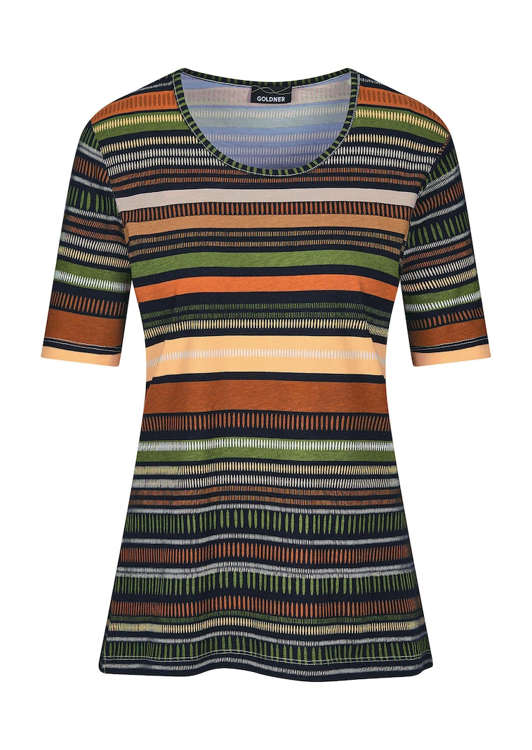 Streifen-Shirt aus Baumwolle und Modal