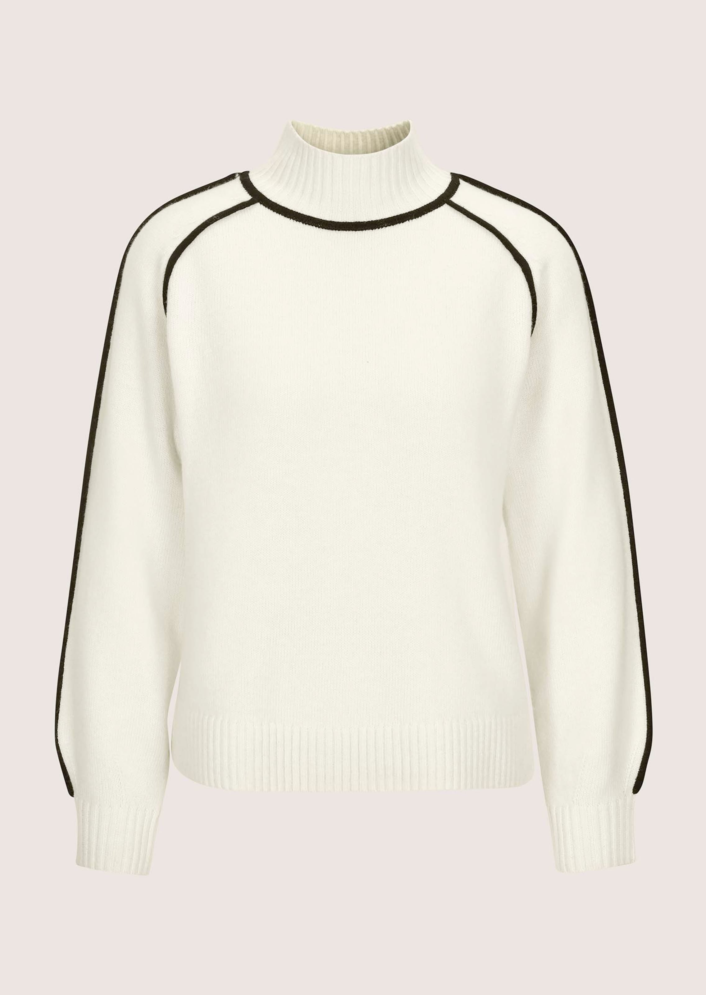 Strickpullover mit Stehkragen und Kontrastpaspeln