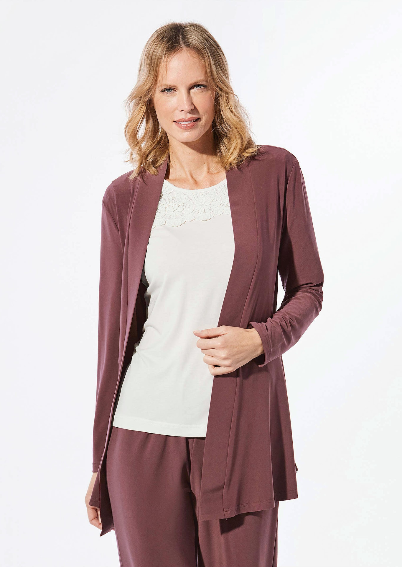 Weich fallende Jersey-Longjacke