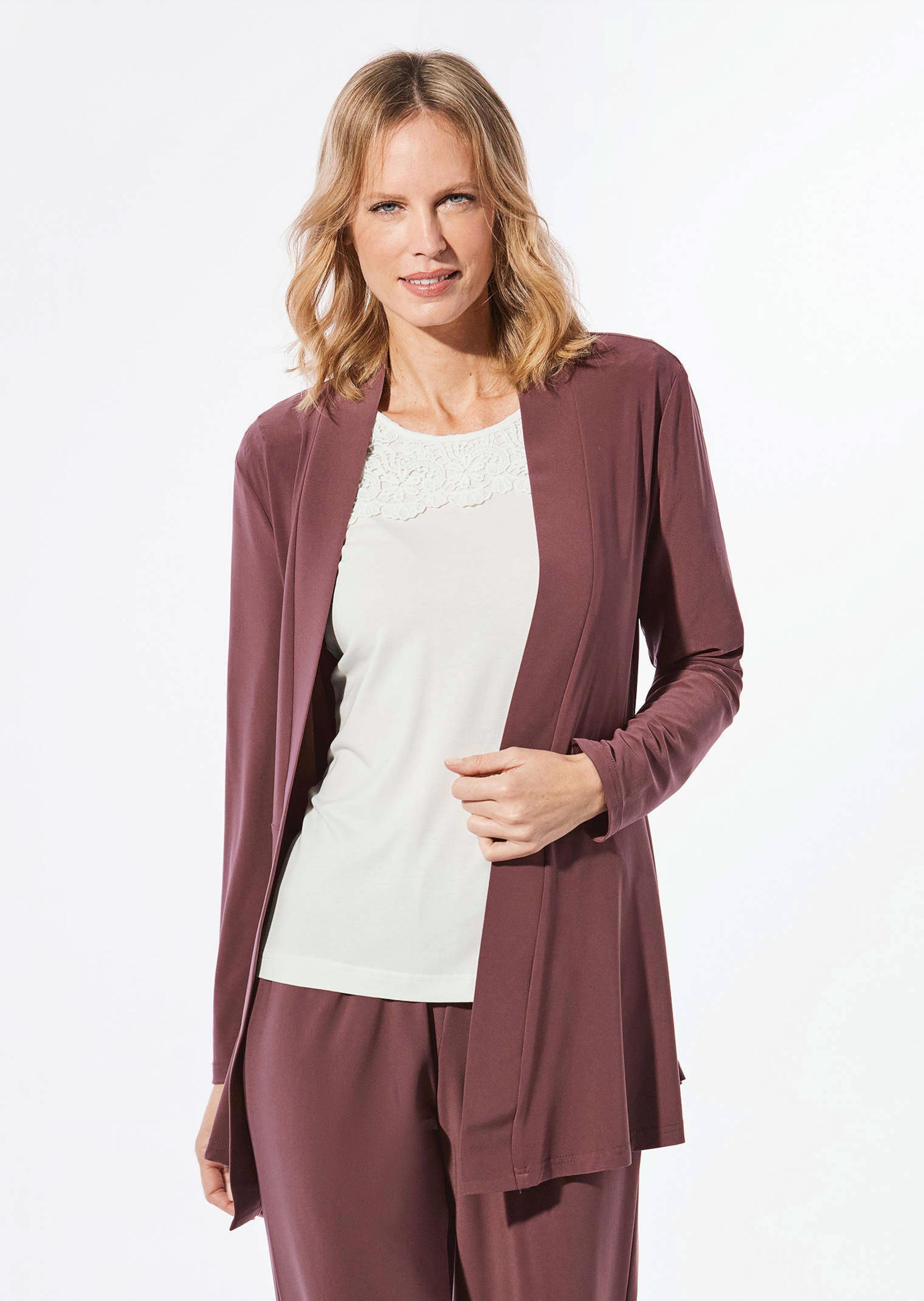 Weich fallende Jersey-Longjacke